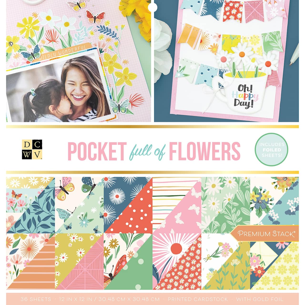 DCWV® Pocket Full of Flowers Cardstock Paper Pad, 12" x 12"